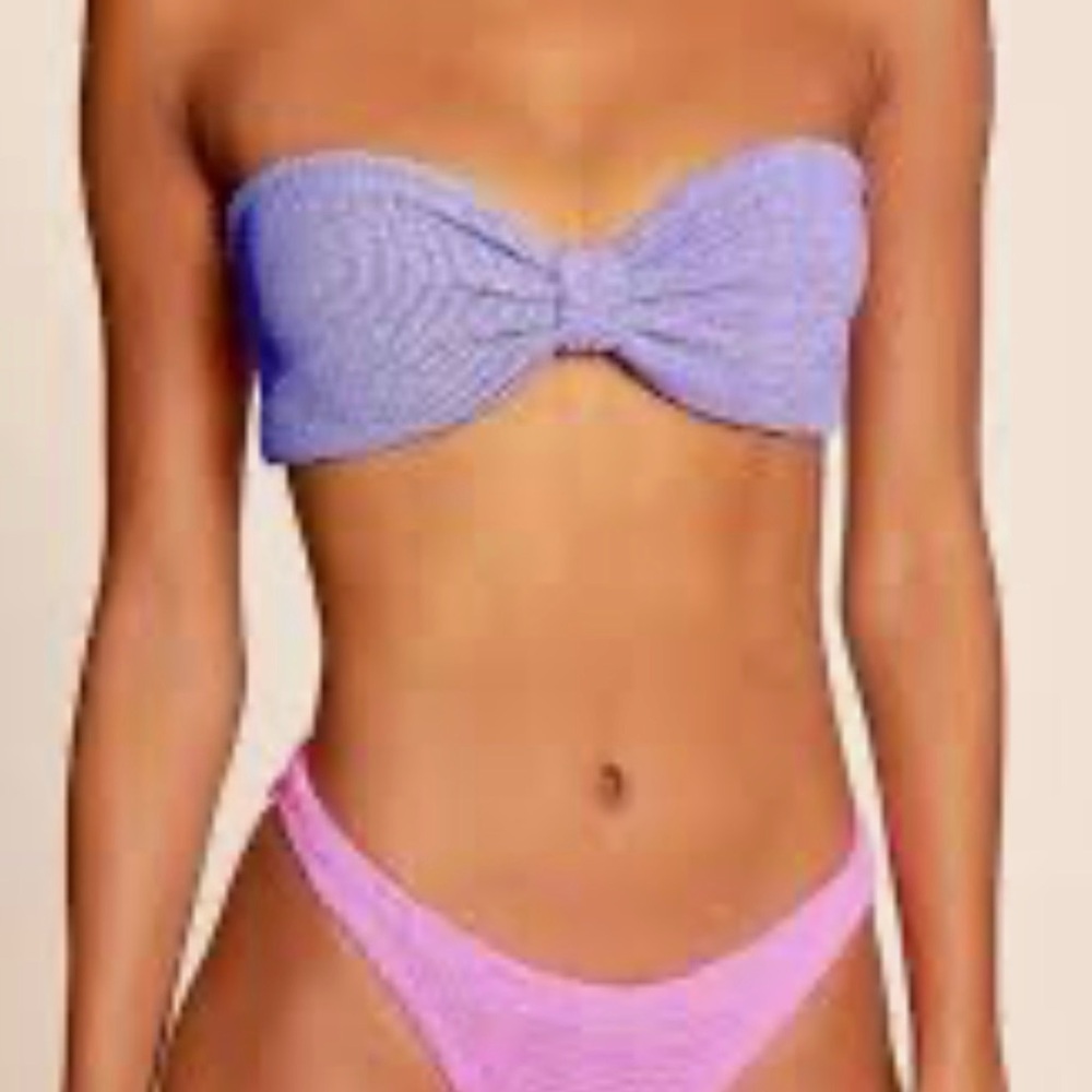 Hunza G Purple and Pink Bandeau Bikini Set